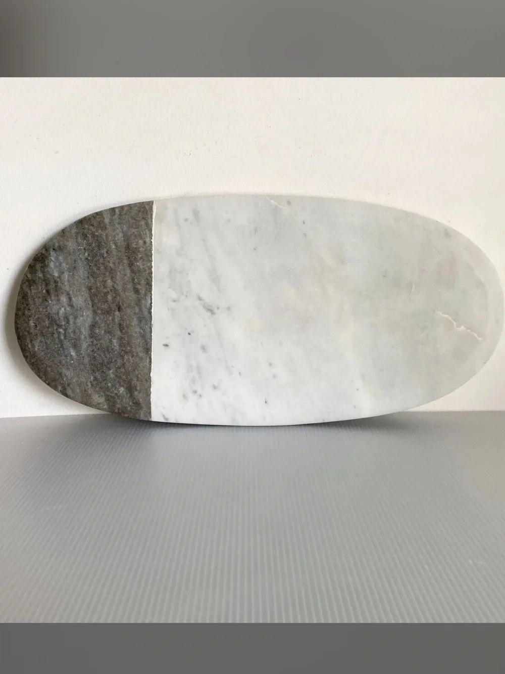 Crate & Barrel Marble Black & White Colorblock Two Tone Serving Cheese Board $89